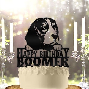 Beagle Dog Pet Personalized Birthday Cake Topper