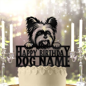 Yorkshire Terrier Dog Pet Personalized Birthday Cake Topper