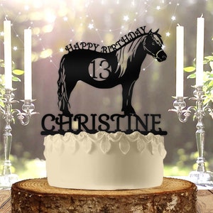 Pony with Name and Age Personalized Birthday Cake Topper