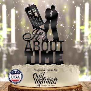 It&#39;s About Time - Police Call Box Couple - Fantasy Themed - Wedding Cake Topper
