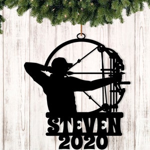 Personalized Archery Archer Bow Hunting Christmas Ornament