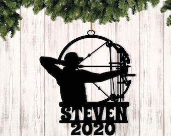 Personalized Archery Archer Bow Hunting Christmas Ornament