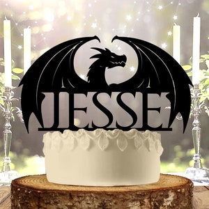 Dragon With Name Birthday Cake Topper