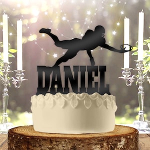 Football Dive Catch Wide Receiver with Name Personalized Birthday Cake Topper