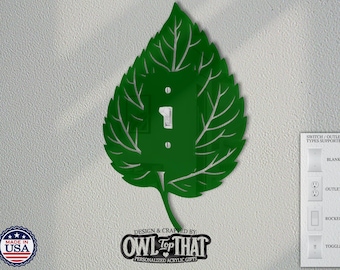 Placa embellecedora acrílica para interruptor de pared con diseño de hoja de álamo temblón - Tema de la naturaleza