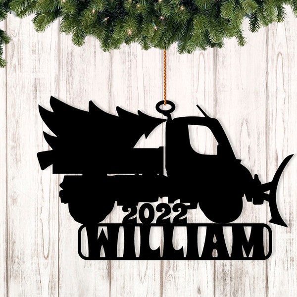 Personalized Snow Plow Truck Driver Christmas Ornament