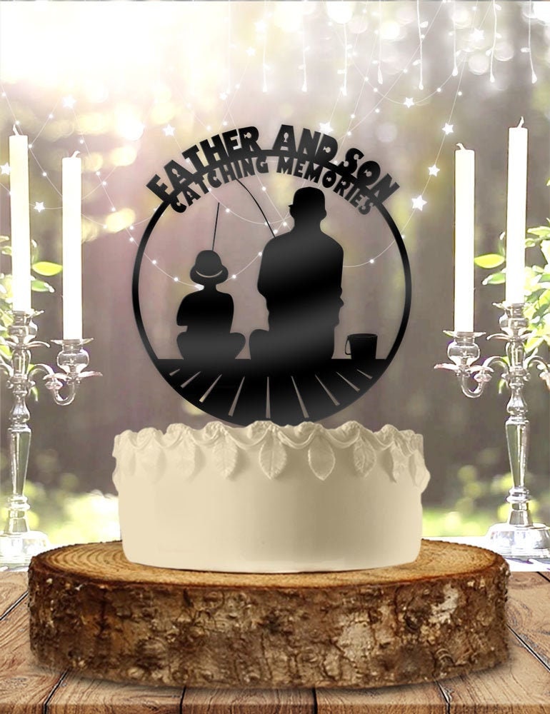Father and Son Catching Memories Fishing Version 1 Cake Topper -  UK