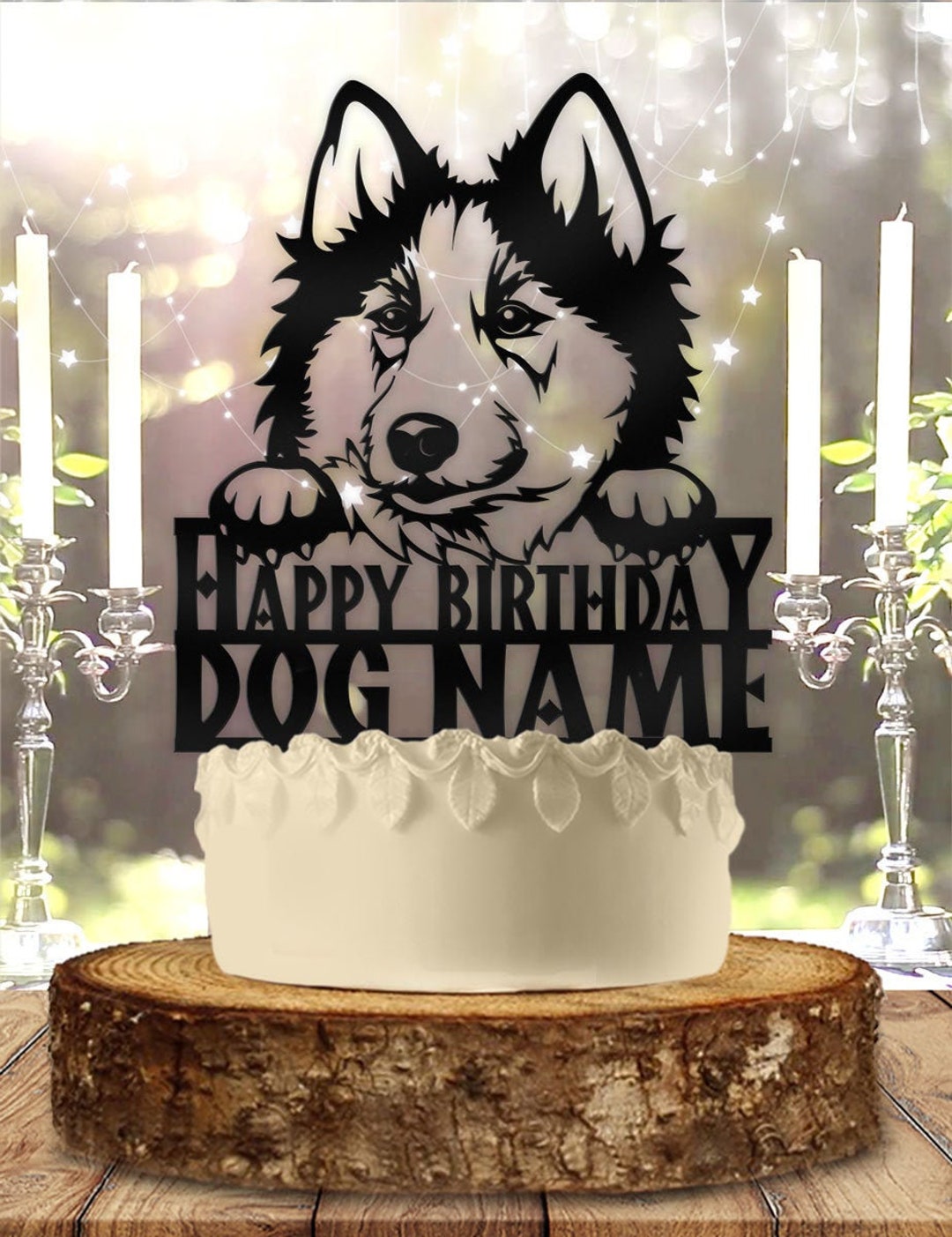 Alaskan Malamute & Husky Dog Pet Personalized Birthday Cake Topper - Etsy