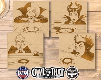 Villains Coaster Set: Disney Characters - Birchwood - Great Gift