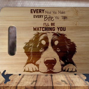 Bernese Mountain Dog - Kitchen Housewarming Wedding Gamer Gift - Custom Engraved Bamboo Display Cutting Board