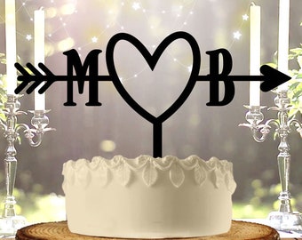 Rustic Arrow Wedding Cake Topper With Initials