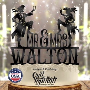 Pirate Couple Custom Personalized Mr and Mrs Name Cake Topper