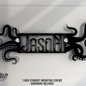 Targa con nome per bambini Kraken Octopus: decorazione personalizzata per porte in acrilico