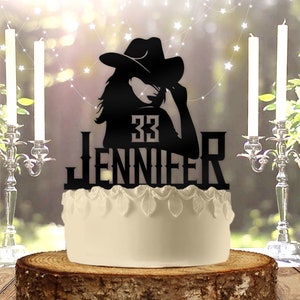 Cowgirl Wild West Name and Age Personalized   Birthday Cake Topper