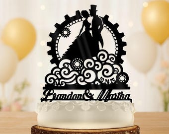 Decorazione per torta nuziale Steampunk: sposi personalizzati