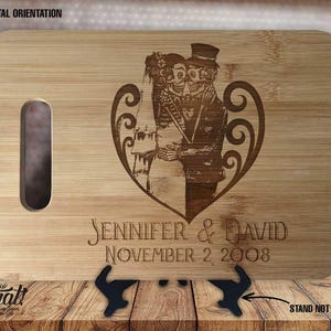 Gothic Day of the Dead - Personalized Name & Date - Kitchen Housewarming Wedding Gift Sign - Custom Engraved Bamboo Display Cutting Board