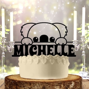 Koala Peeking Name Birthday Cake Topper