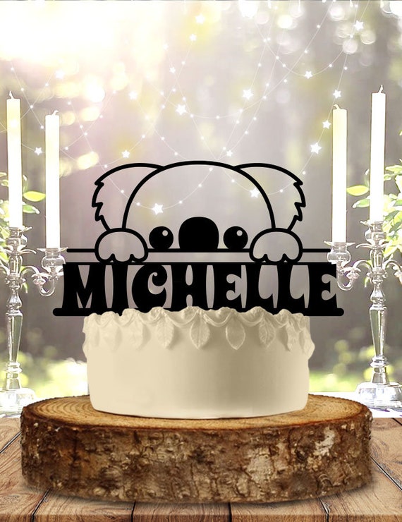 Koala Peeking Name Birthday Cake Topper Etsy