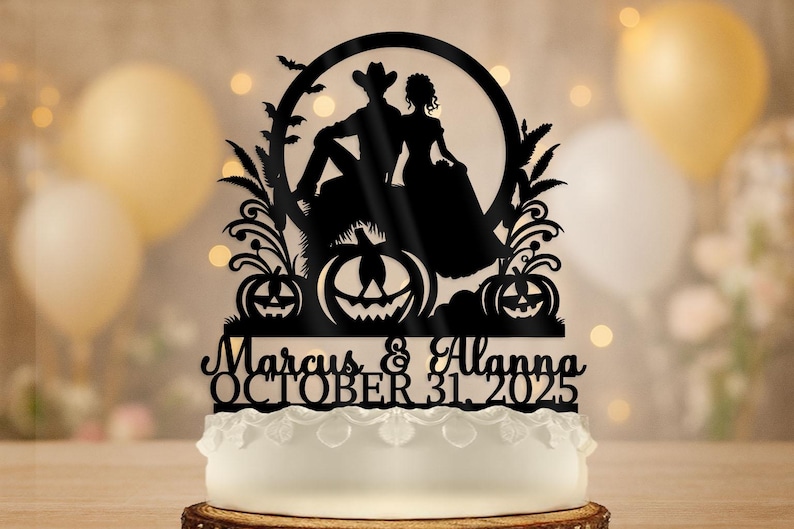 Western Halloween Wedding Cake Topper Cowboy and Cowgirl Couple ...
