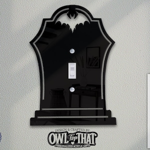 Gravestone Bat Wall Switch Plate: Gothic Halloween Decor