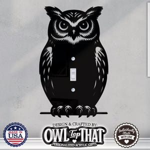 Owl Cute Light Switch Cover Plate - Custom Acrylic Decorative Plate for Toggle, Rocker, Outlet, or Blank