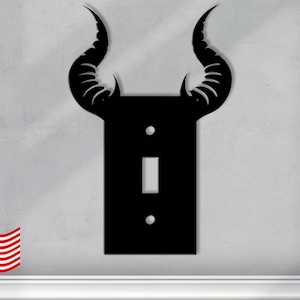 Demon Horns Light Switch & Outlet Covers - Custom Decorative Plates for Toggle, Rocker, and Outlet Covers - Great Gift Gothic Decorations