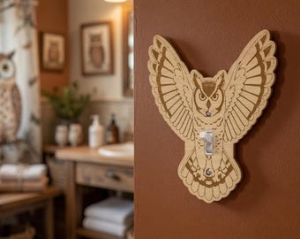 Owl Wooden Light Switch Plate: Woodland Nursery Decor
