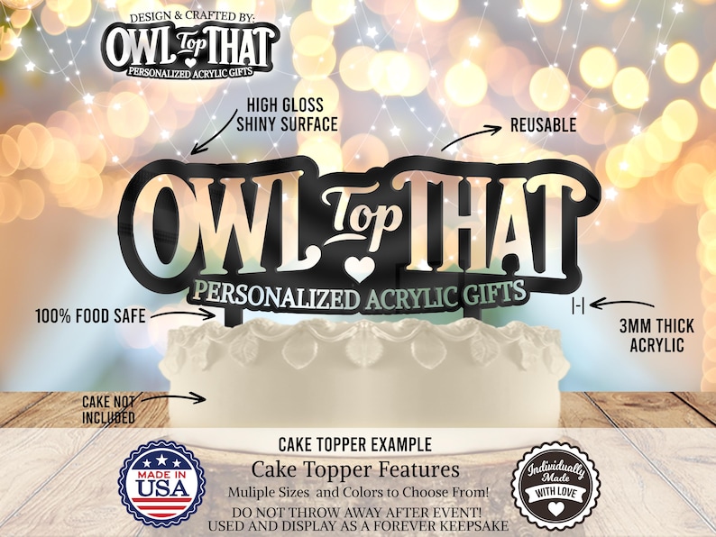 a cake topper with the words owl to that on it