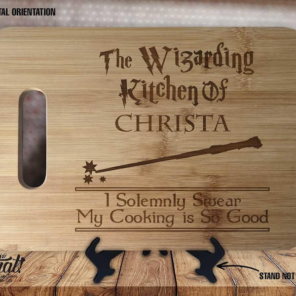 Wizarding Kitchen Bamboo Cutting Board: Personalized Engraved Gift