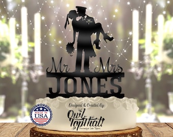 Military Couple Navy Marines Army Airforce Personalized Wedding Cake Topper
