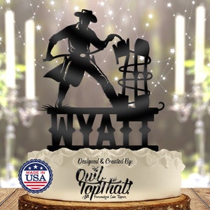 Cowboy Personalized Name Age Birthday Cake Topper