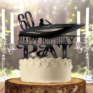 Speedboat Adventure with Name and Age Personalized Birthday Cake Topper