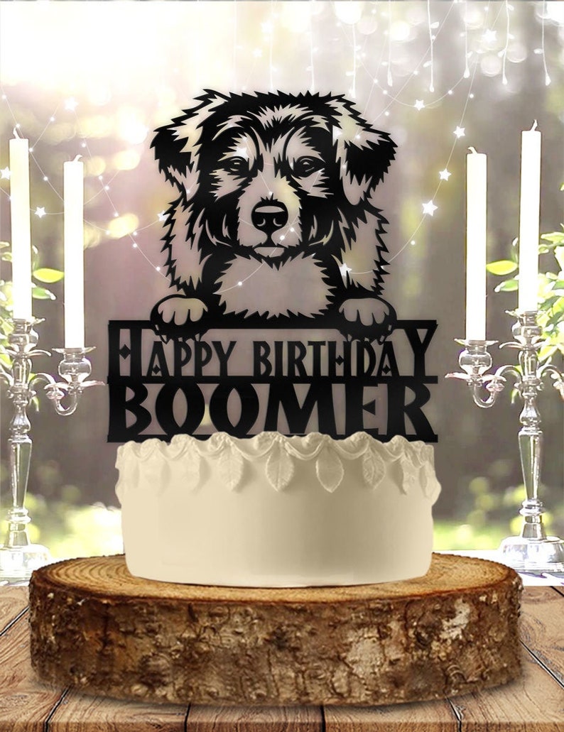 Australian Shepherd Dog Pet Personalized Birthday Cake Topper Etsy