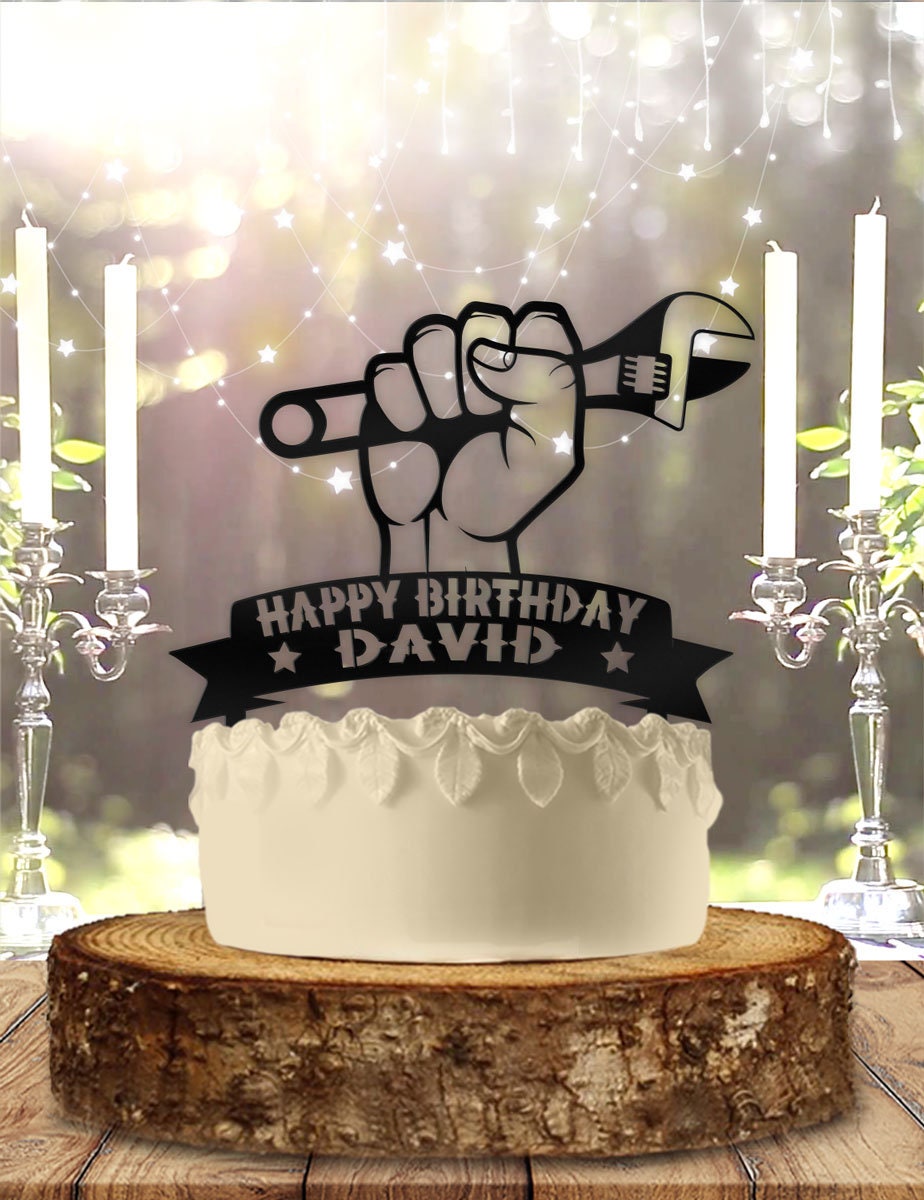 Wrench Mechanic Tool With Name Personalized Birthday Cake Etsy