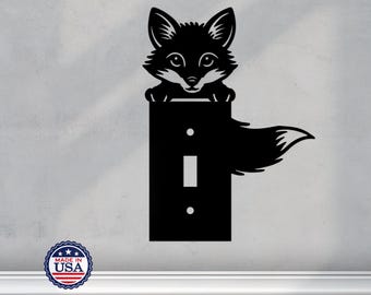 Placa embellecedora acrílica para interruptor con forma de zorro: decoración para el hogar con temática de fauna silvestre.
