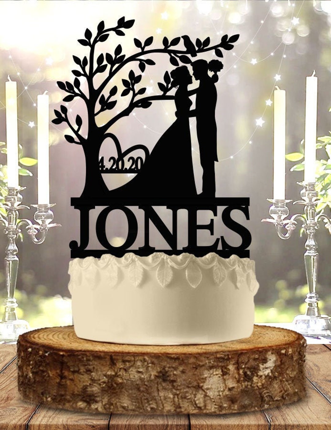 Tree Bride and Groom Park Wilderness Outdoor Wedding Cake Topper ...