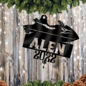 Jetski Ski-doo Wave Runner Side View Name Tag Ornament - Personalized Name & Date - Gift Tags, Event Markers, Holiday Ornaments, and More image 1
