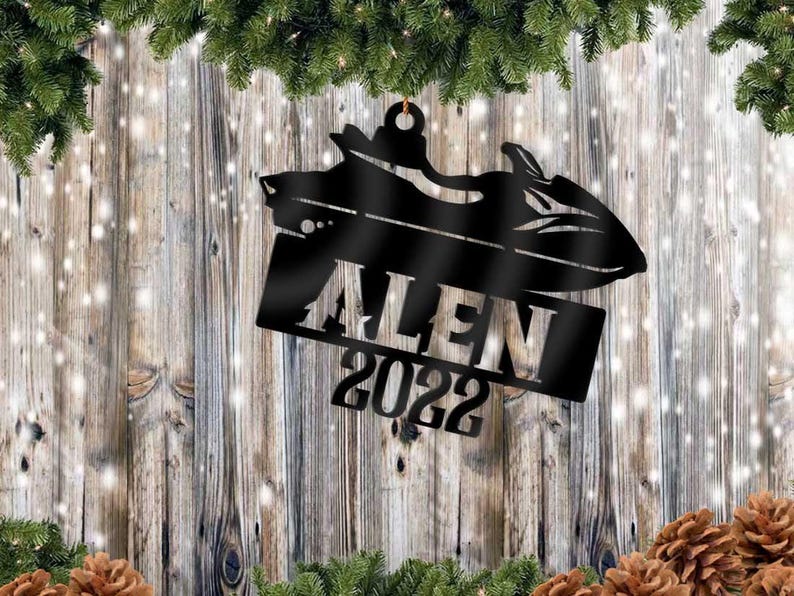 Jetski Ski-doo Wave Runner Side View Name Tag Ornament - Personalized Name & Date - Gift Tags, Event Markers, Holiday Ornaments, and More image 1