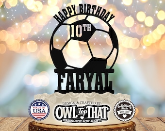 Soccer Ball Personalized with Name and Age Birthday Cake Topper