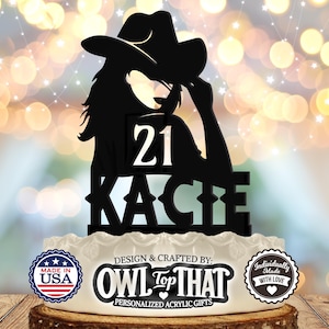 Personalized Cowgirl Cake Topper: Wild West Birthday Party Decor