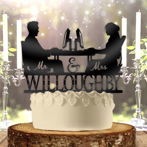 PC Gamer Couple Personalized with Name Wedding Cake Topper