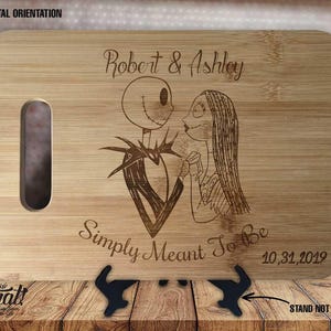 Simply Meant To Be  - Personalized Names & Date - Kitchen Wedding Gift Sign - Custom Engraved Bamboo Display Cutting Board