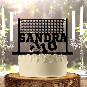 Volleyball Net With Player Name Number Age Personalized Birthday Cake Topper