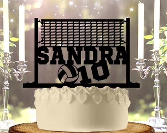 Volleyball Net With Player Name Number Age Personalized Birthday Cake Topper