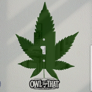 Assiette murale en acrylique avec feuille de cannabis - Décoration de pot de marijuana