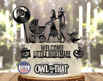 Jack and Sally Cake Topper Set: Halloween Baby Shower Decoration