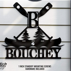 Personalized Canoe House Number Sign: Floating Acrylic Outdoor Decor