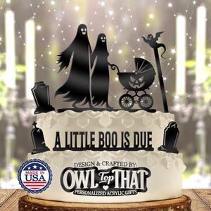 Ghost Baby Carriage Cake Topper: Halloween Baby Shower Decor