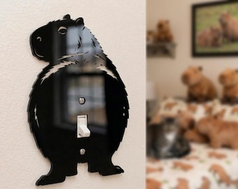 Placa embellecedora para interruptor de luz con diseño de trasero de capibara - Placa de pared acrílica para decoración de habitaciones con animales salvajes y mascotas.