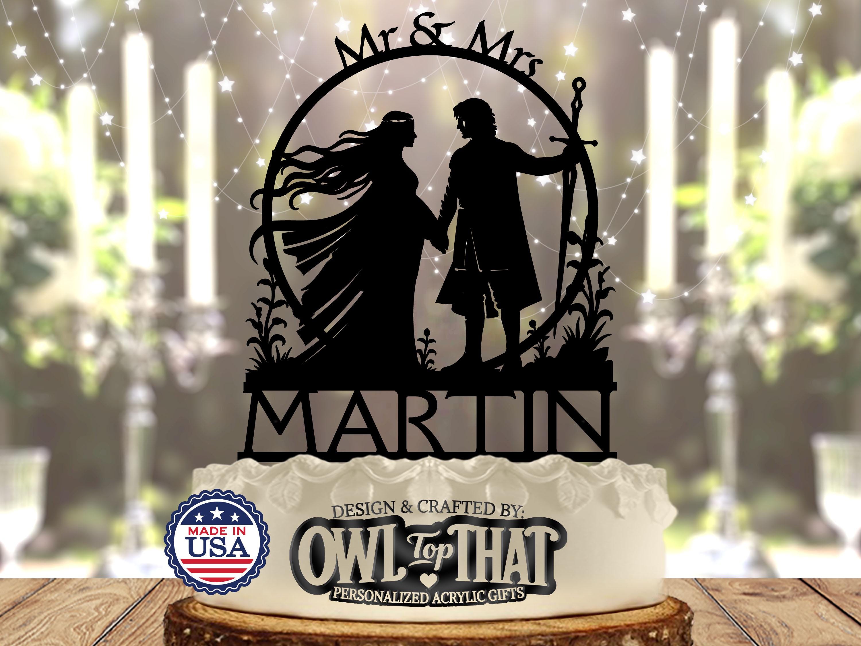 Renaissance - Personalized Date - Medieval - Fantasy Themed - Custom Wedding Cake Topper